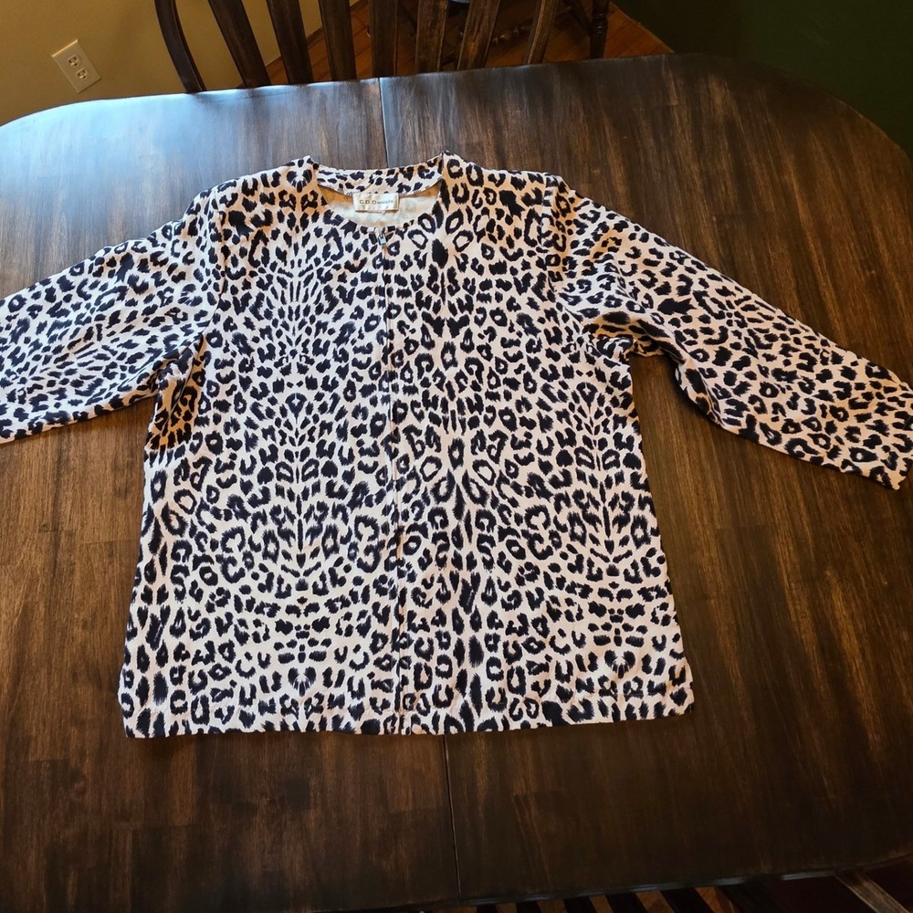 Mob Wife CD Daniels Cheetah Animal Print Zip Front Jacket Heavy ClothTan Black L